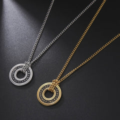 Luen Letter Circle Pendant Men's Necklace